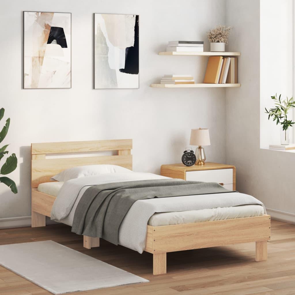 Bed Frame without Mattress with Headboard Sonoma Oak 90x190 cm