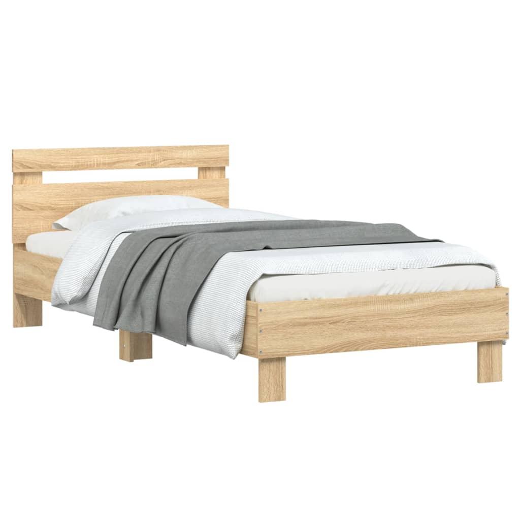 Bed Frame without Mattress with Headboard Sonoma Oak 90x190 cm