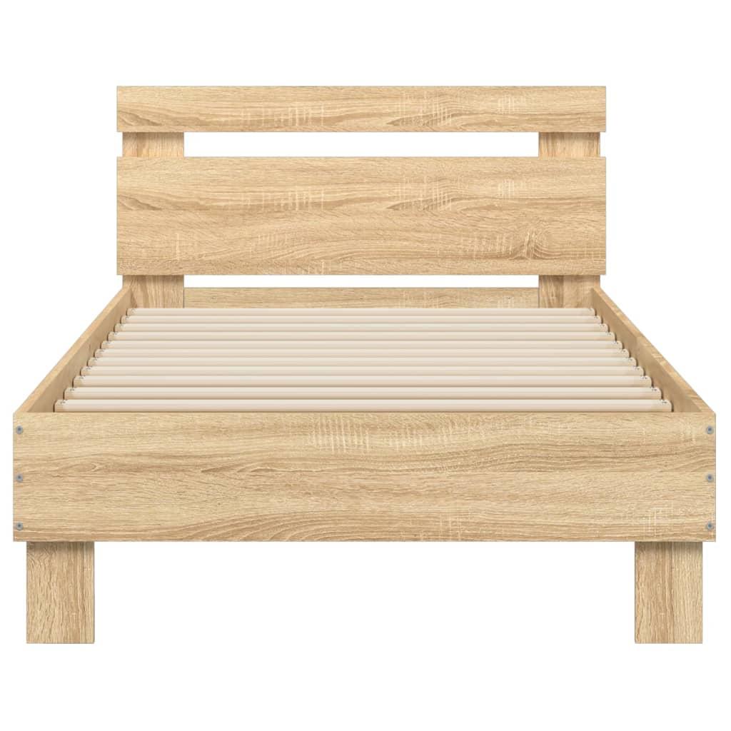 Bed Frame without Mattress with Headboard Sonoma Oak 90x190 cm