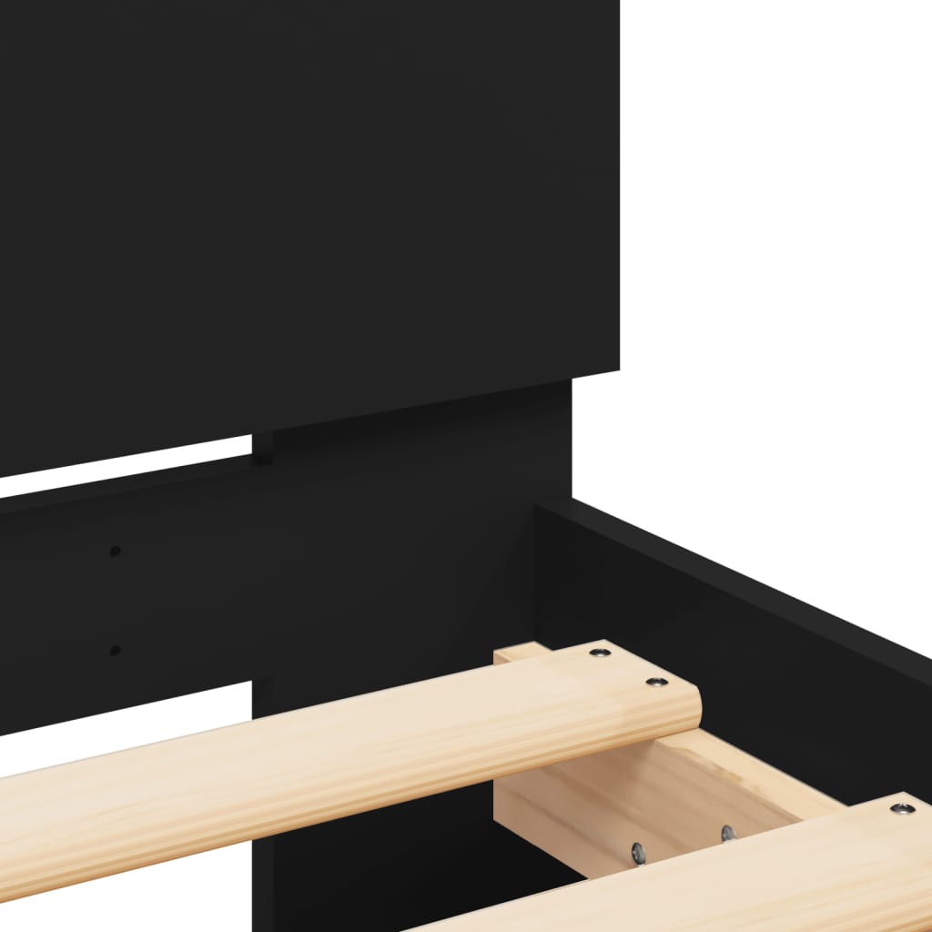 Bed Frame without Mattress with Headboard Black 90x190 cm