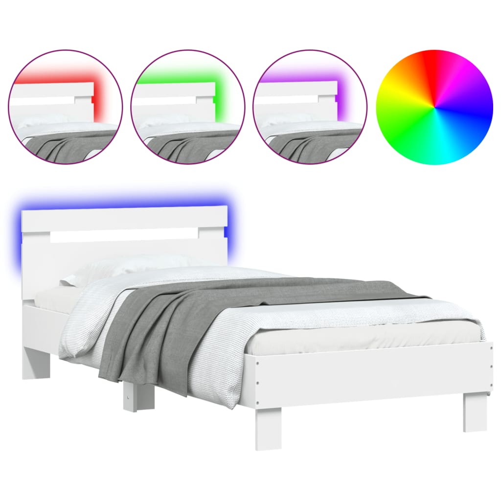 Bed Frame without Mattress with LED Lights White 90x190 cm