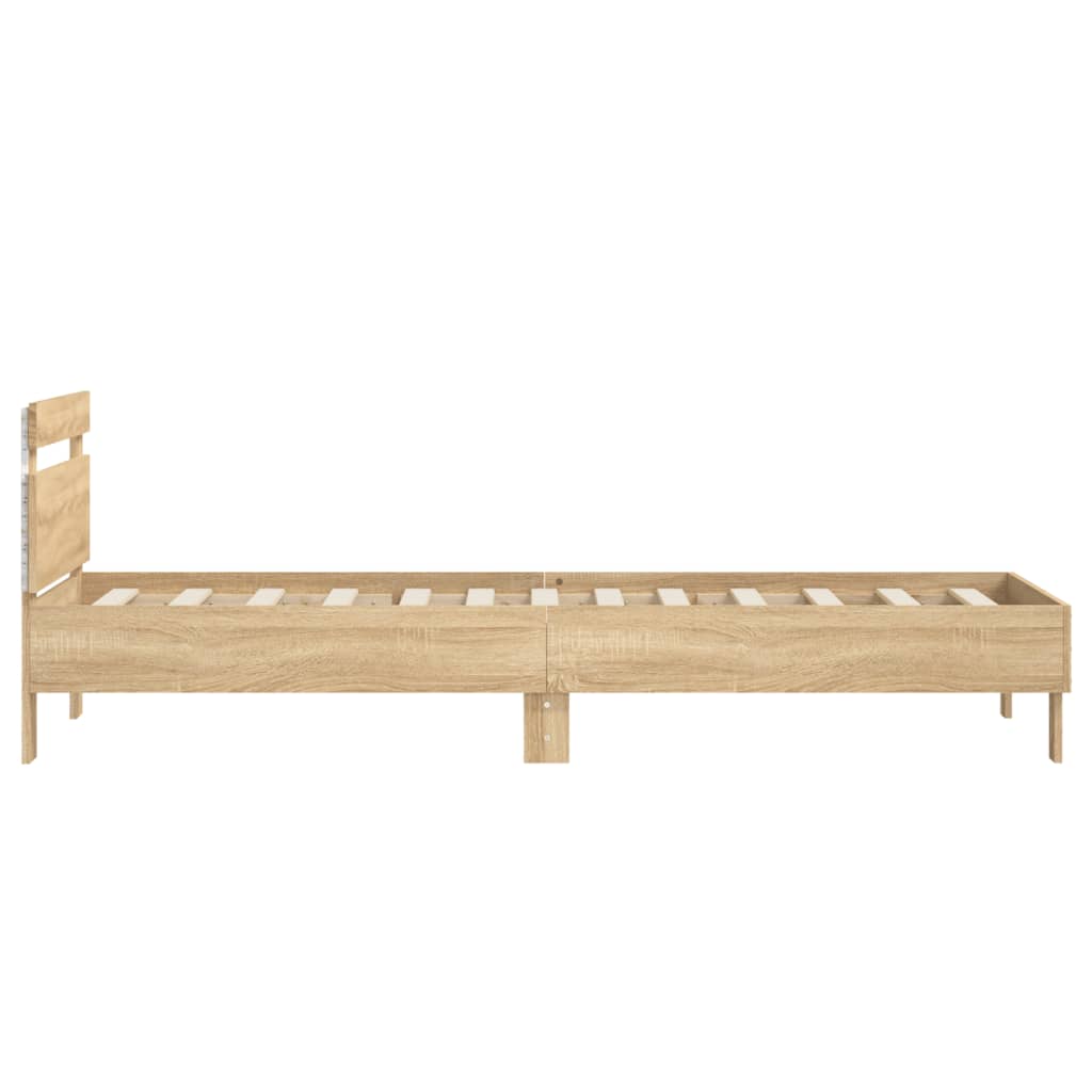 Bed Frame without Mattress with LED Lights Sonoma Oak 90x190 cm