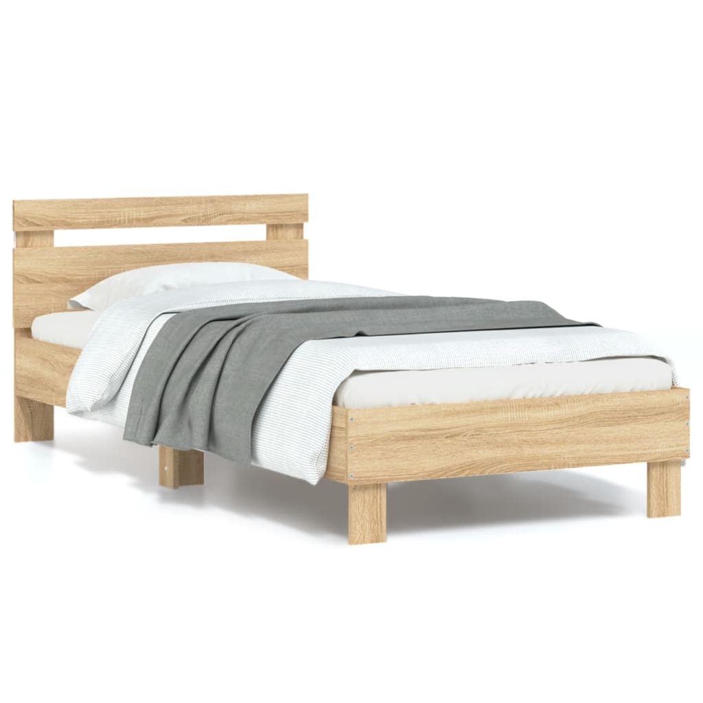 Bed Frame without Mattress with LED Lights Sonoma Oak 90x190 cm