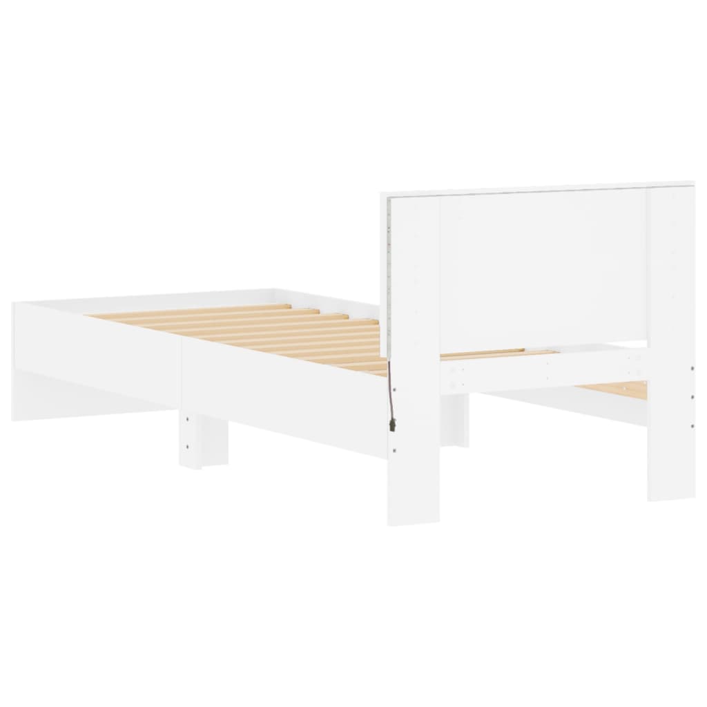 Bed Frame without Mattress with LED Lights White 90x190 cm