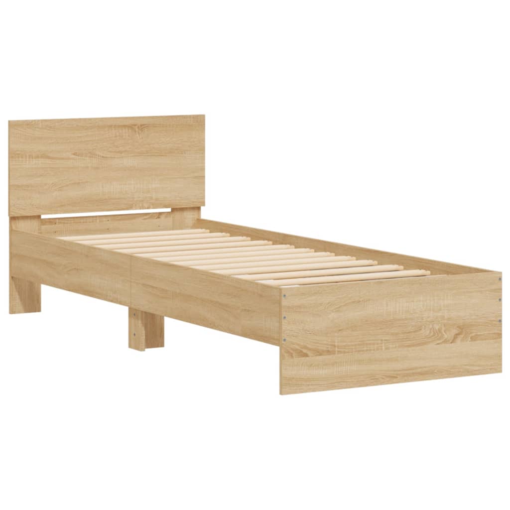 Bed Frame without Mattress with LED Lights Sonoma Oak 90x190 cm