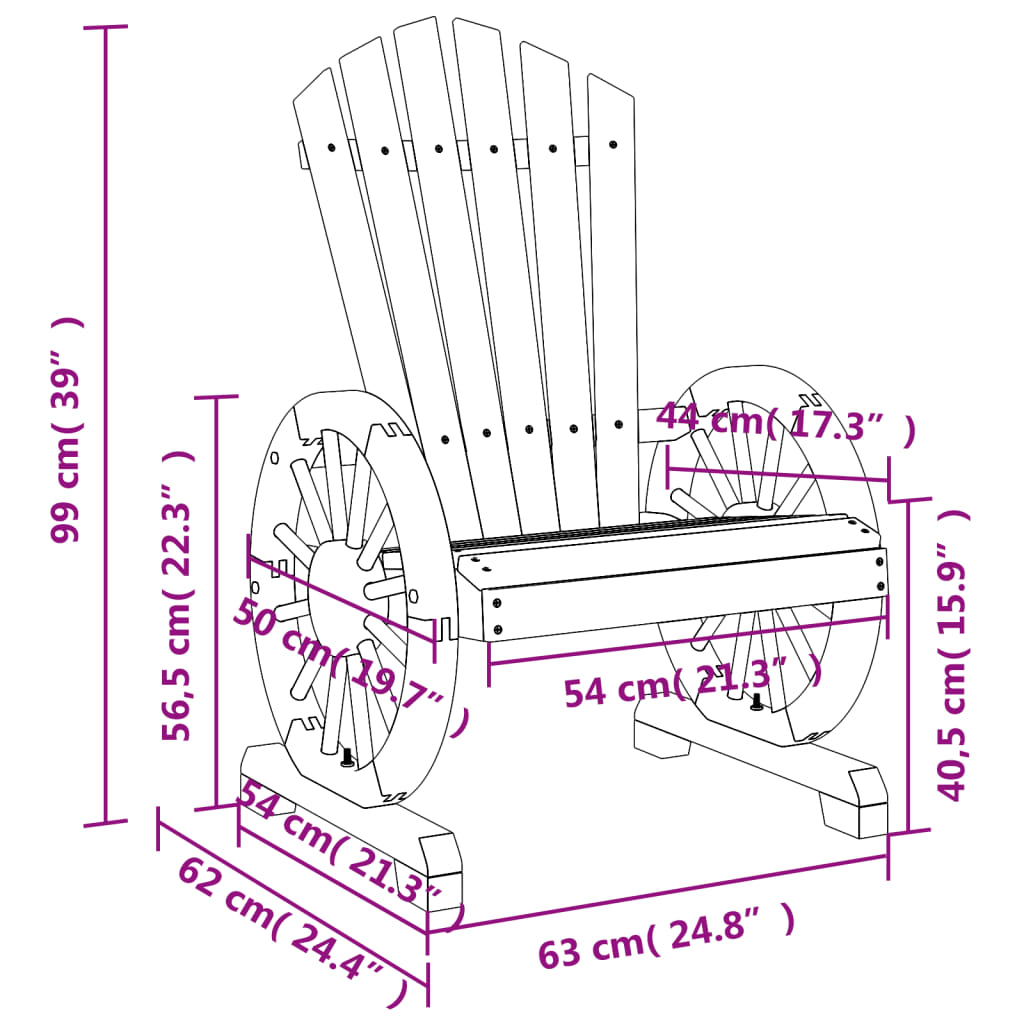 Garden Adirondack Chair Solid Wood Fir