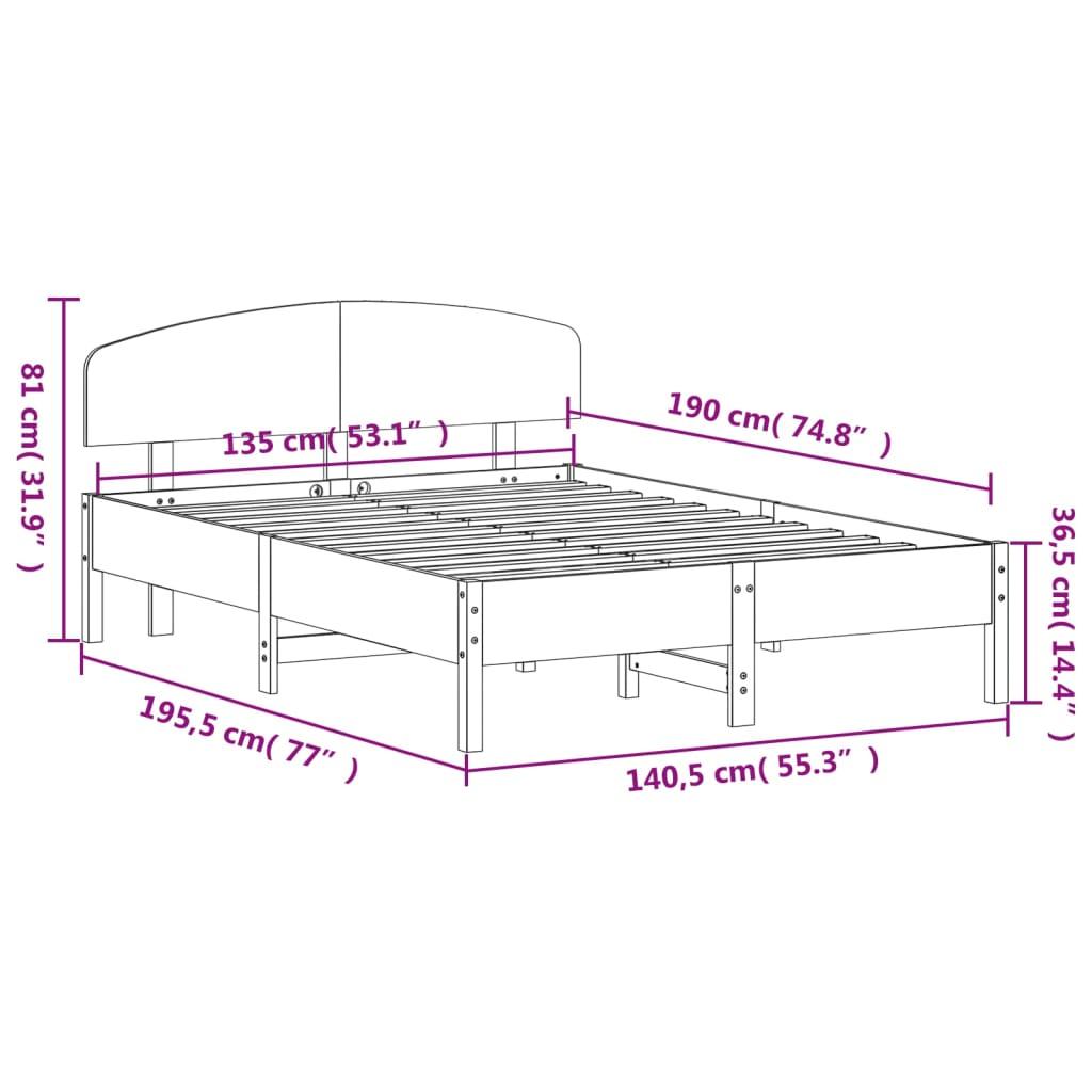 Bed Frame without Mattress 135x190 cm Solid Wood Pine