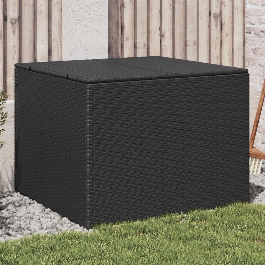 Garden Storage Box Black 291L Poly Rattan