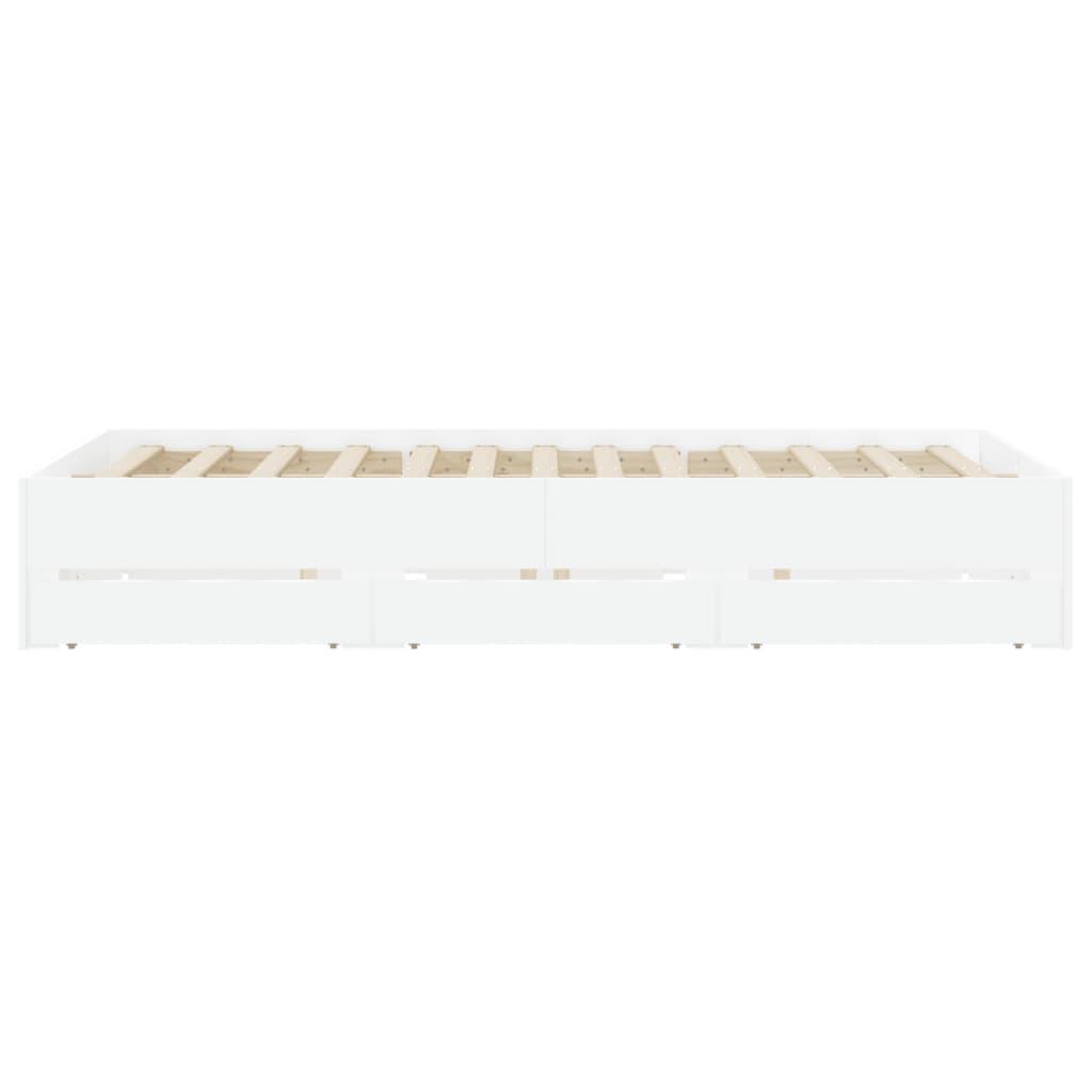 Bed Frame with Drawers without Mattress White 150x200 cm