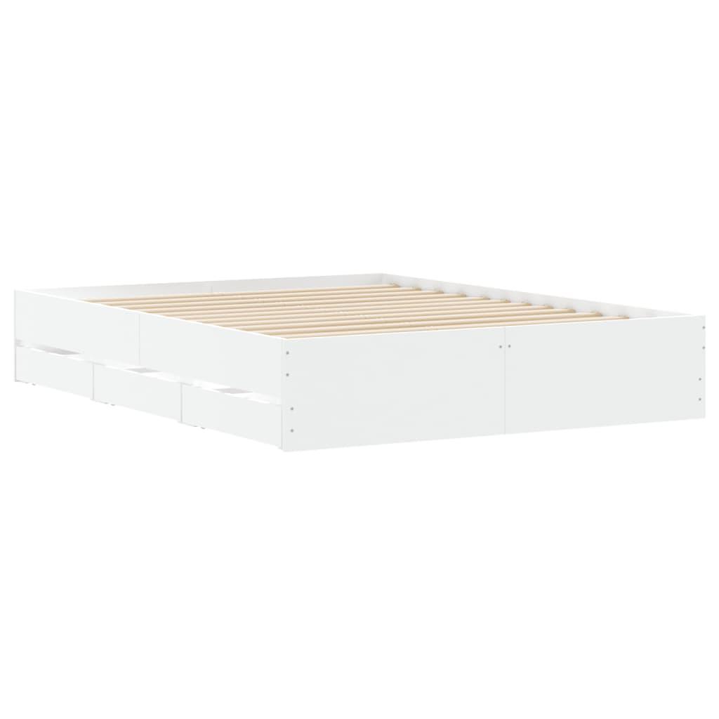 Bed Frame with Drawers without Mattress White 150x200 cm