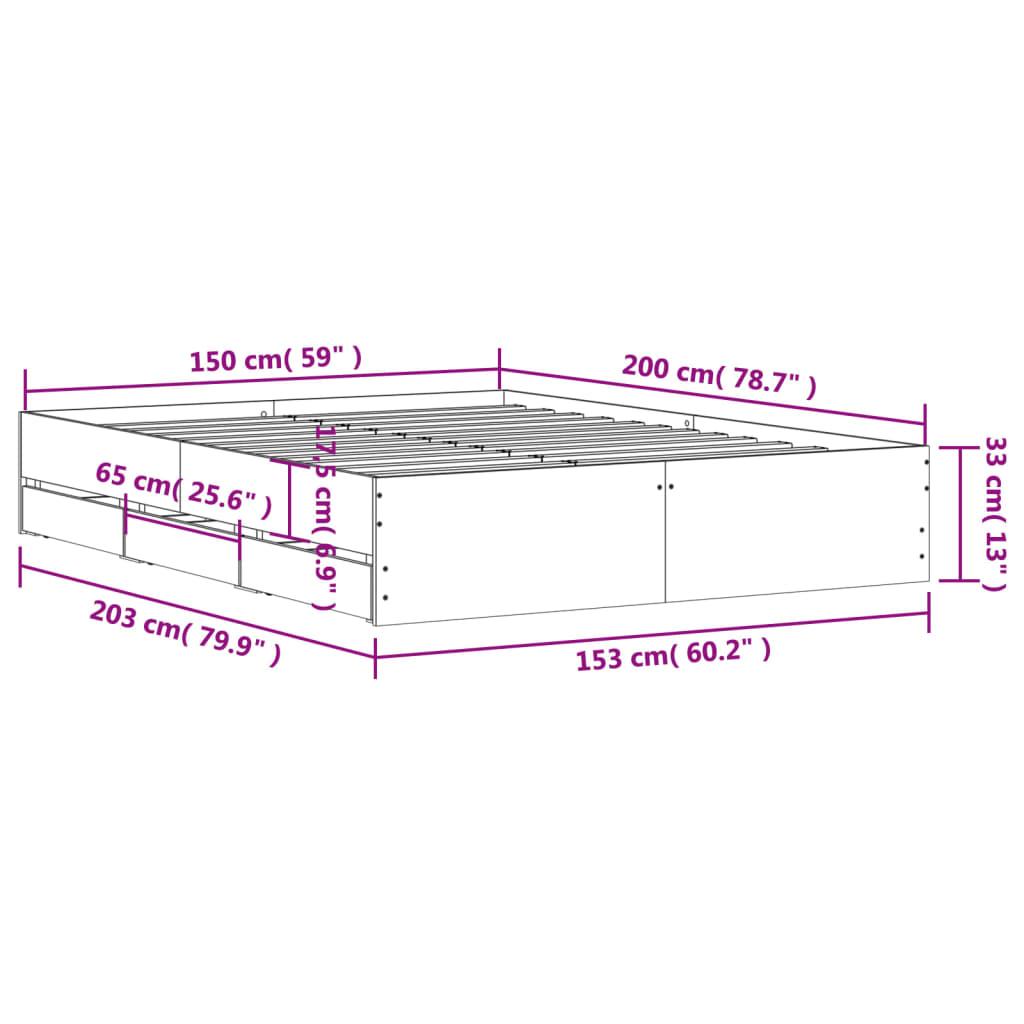 Bed Frame with Drawers without Mattress Sonoma Oak 150x200 cm