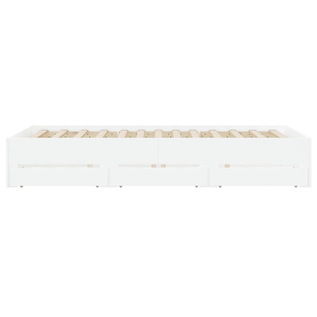 Bed Frame with Drawers without Mattress White 135x190 cm