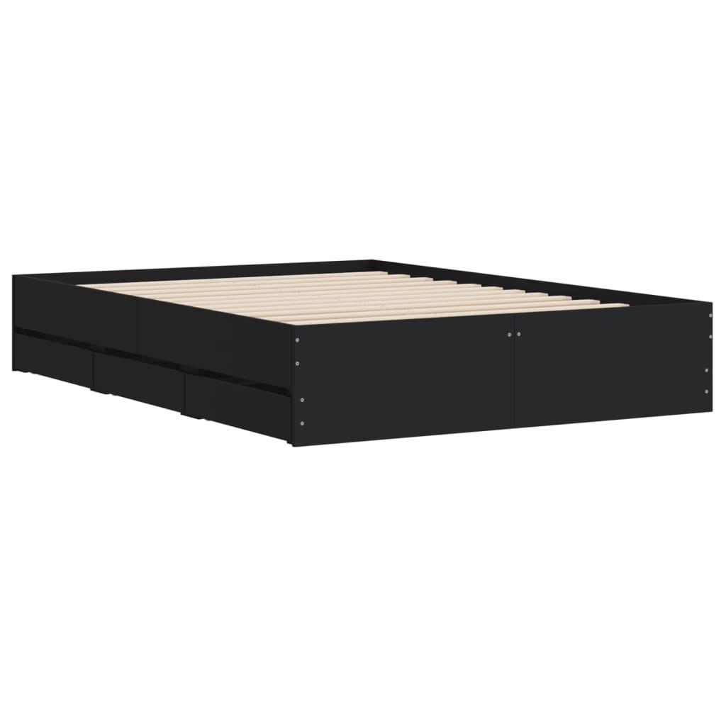 Bed Frame with Drawers without Mattress Black 135x190 cm