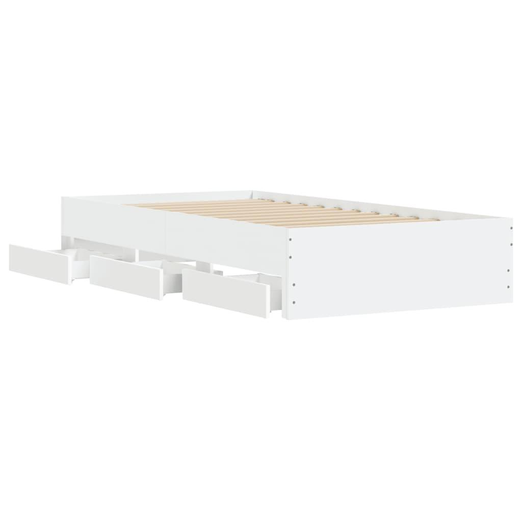 Bed Frame with Drawers without Mattress White 90x190 cm