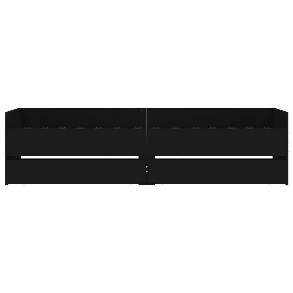 Bed Frame with Drawers without Mattress Black 90x190 cm