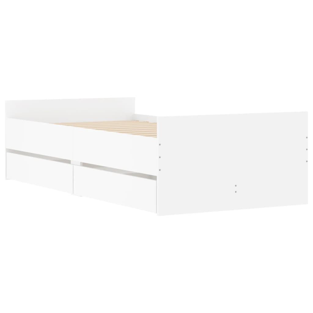 Bed Frame with Drawers without Mattress White 90x190 cm