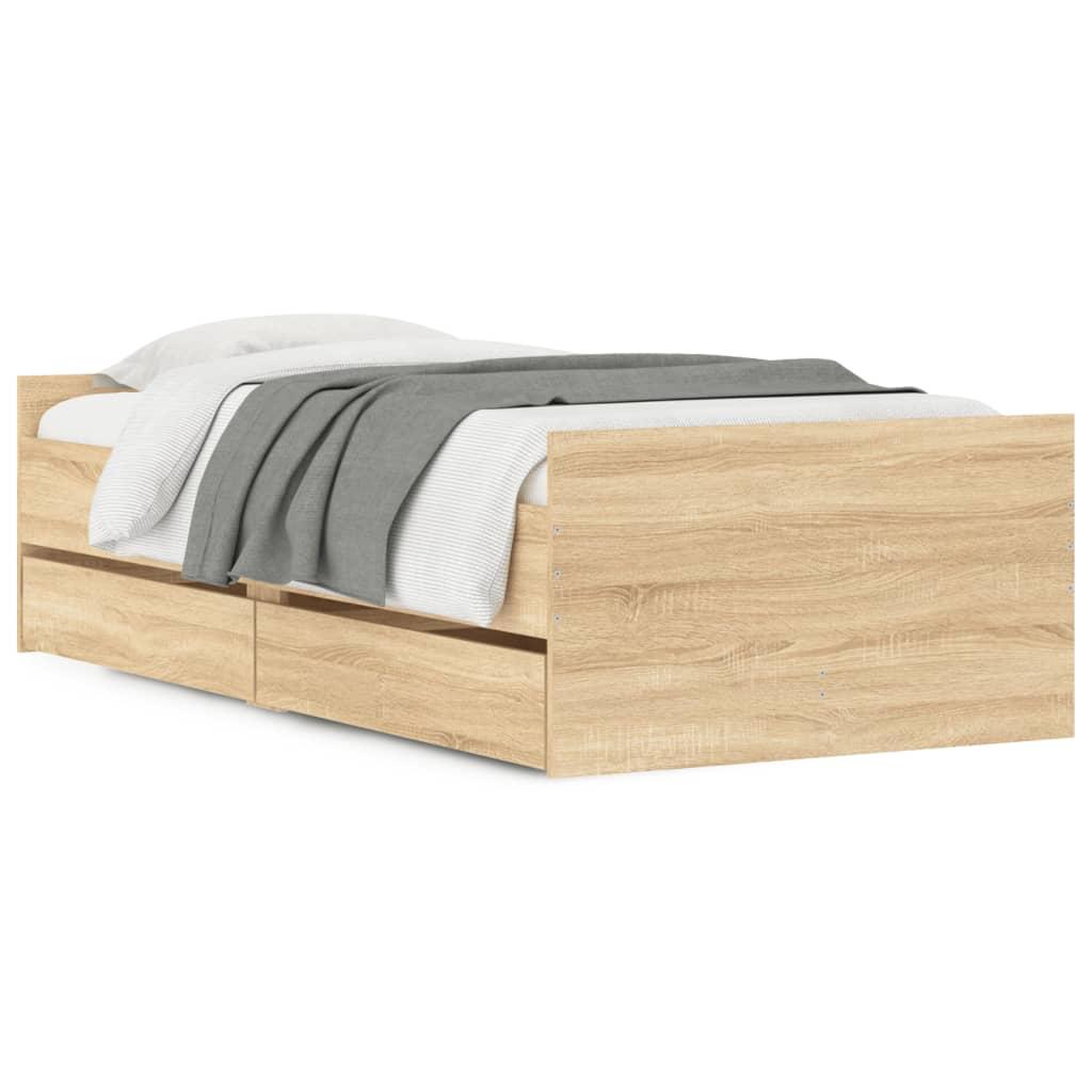 Bed Frame with Drawers without Mattress Sonoma Oak 90x190 cm