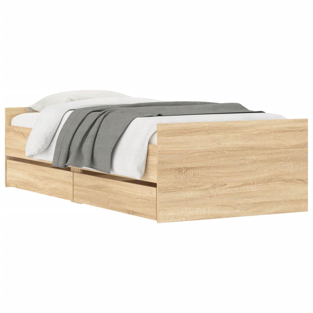 Bed Frame with Drawers without Mattress Sonoma Oak 90x190 cm