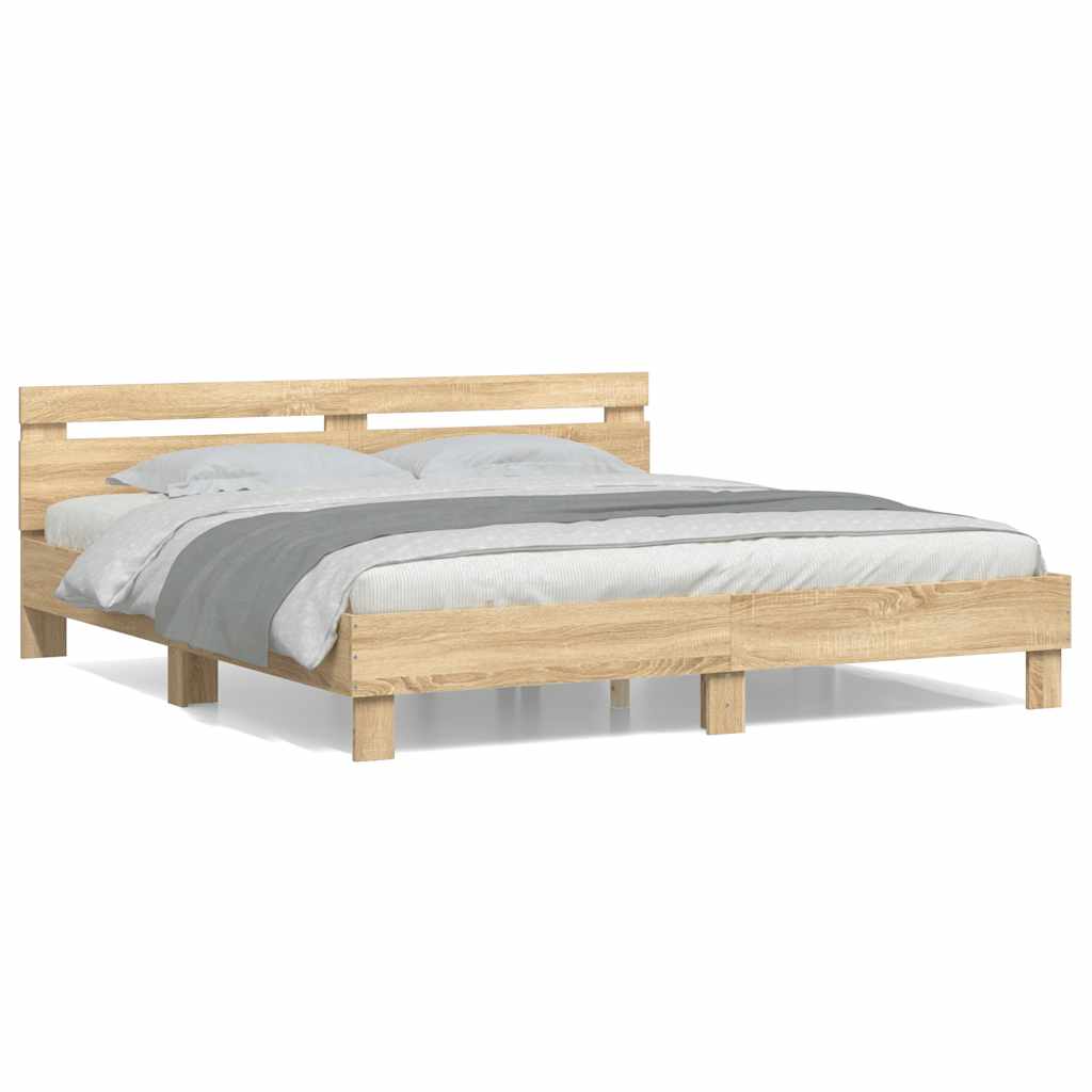 Bed Frame without Mattress Sonoma Oak 183x203 cm King