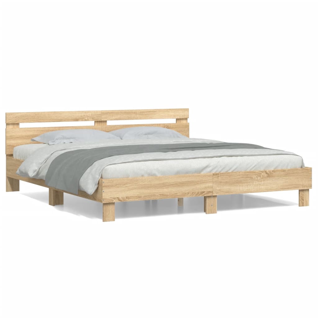 Bed Frame without Mattress Sonoma Oak 183x203 cm King