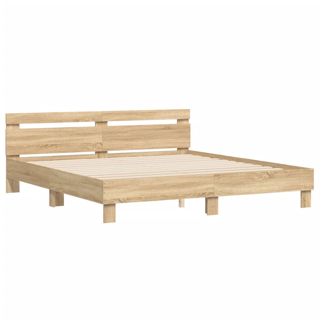 Bed Frame without Mattress Sonoma Oak 183x203 cm King