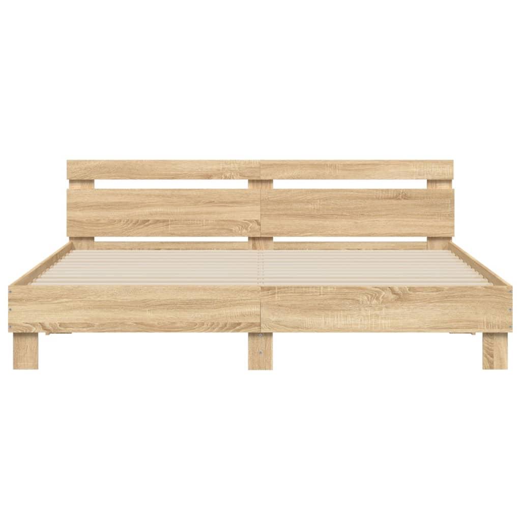 Bed Frame with Headboard Sonoma Oak 183x203 cm King Size Engineered Wood