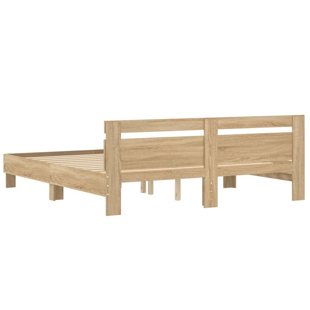 Bed Frame with Headboard Sonoma Oak 183x203 cm King Size Engineered Wood