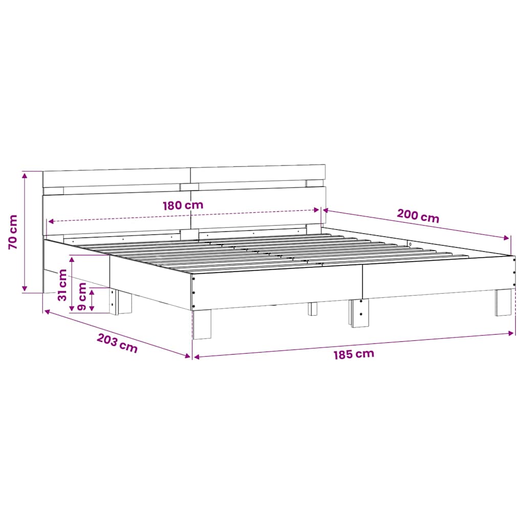 Bed Frame without Mattress Sonoma Oak 183x203 cm King