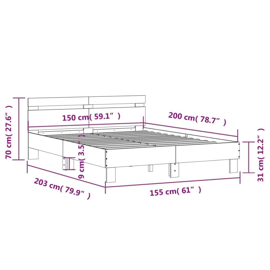 Bed Frame without Mattress Black 150x200 cm