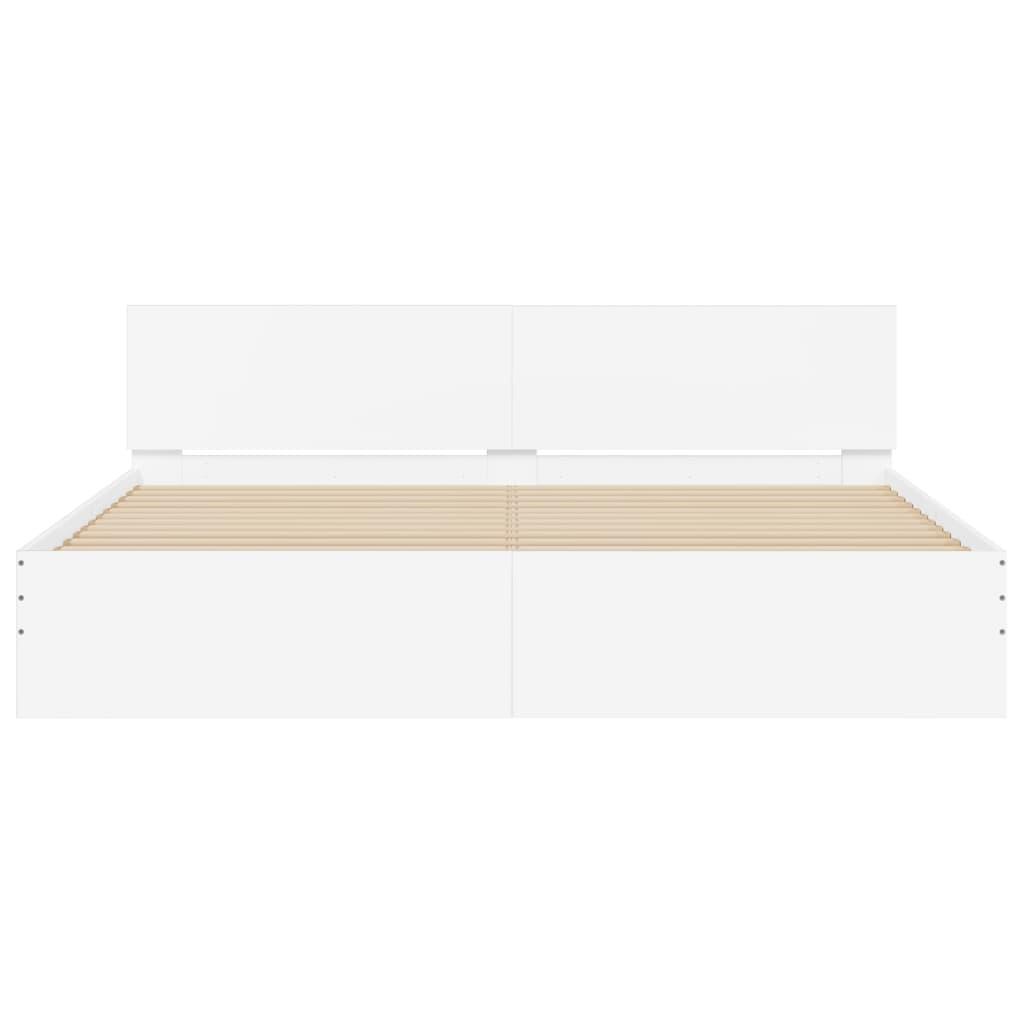 Bed Frame without Mattress White 183x203 cm King