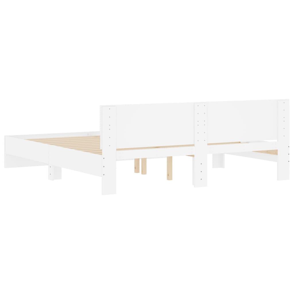 Bed Frame without Mattress White 183x203 cm King