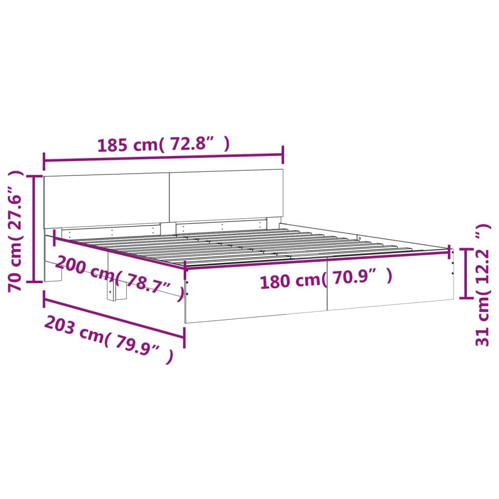 Bed Frame without Mattress White 183x203 cm King