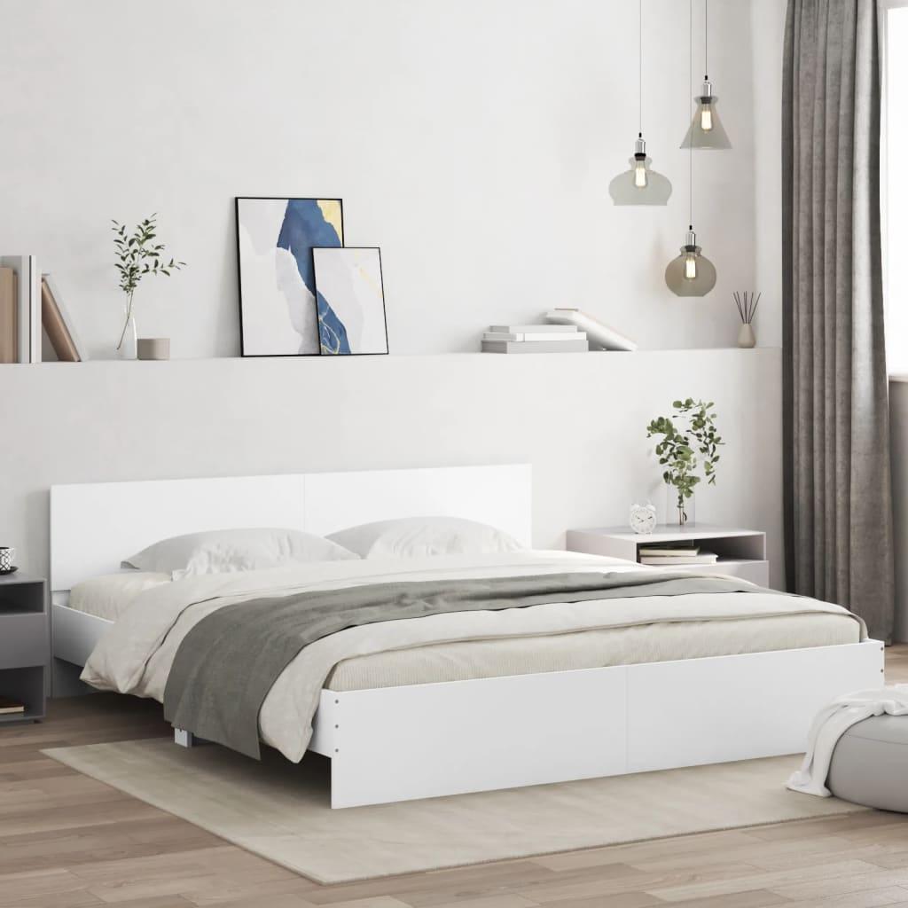 Bed Frame without Mattress White 183x203 cm King