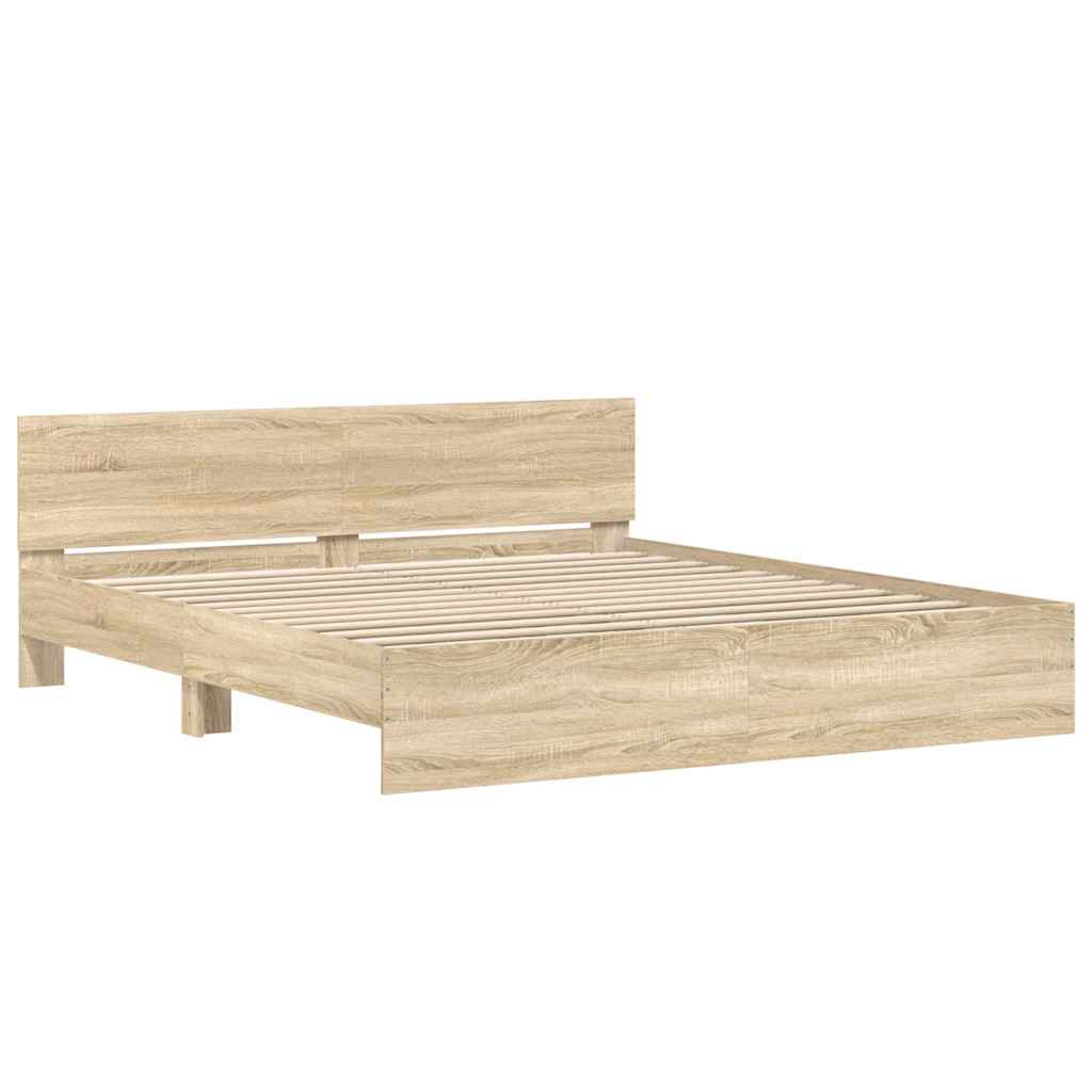 Bed Frame without Mattress Sonoma Oak 183x203 cm King