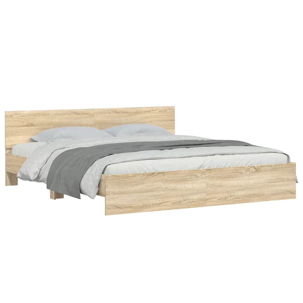 Bed Frame without Mattress Sonoma Oak 183x203 cm King