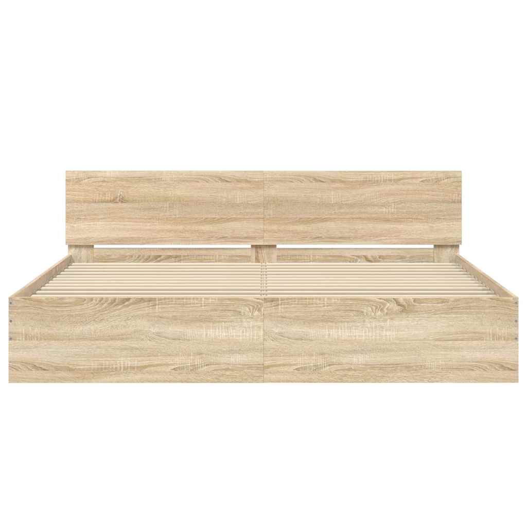 Bed Frame without Mattress Sonoma Oak 183x203 cm King