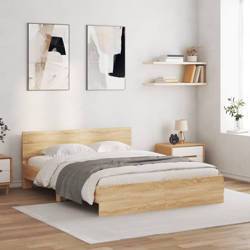 Bed Frame without Mattress Sonoma Oak 150x200 cm