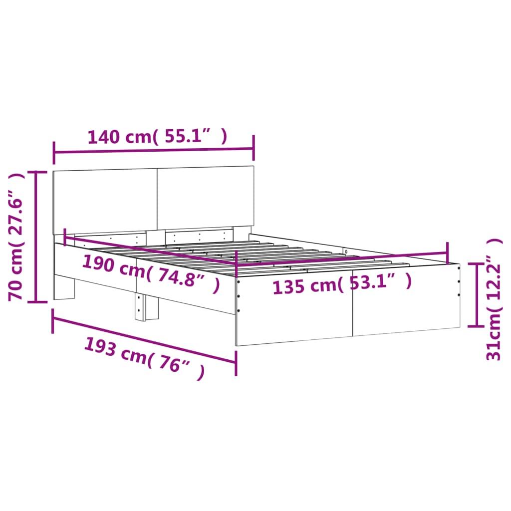 Bed Frame without Mattress Black 135x190 cm