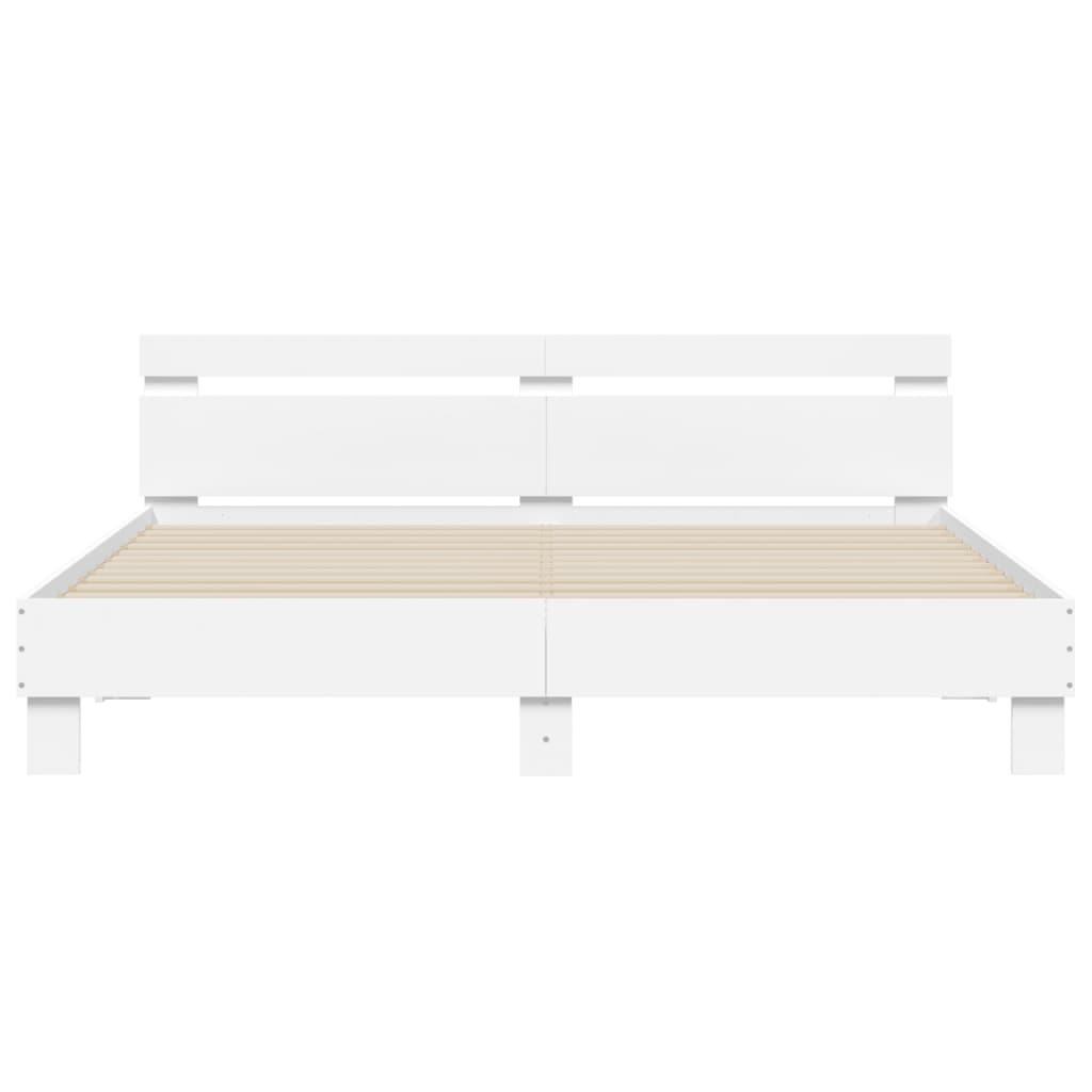 Bed Frame with LED without Mattress White 183x203 cm King