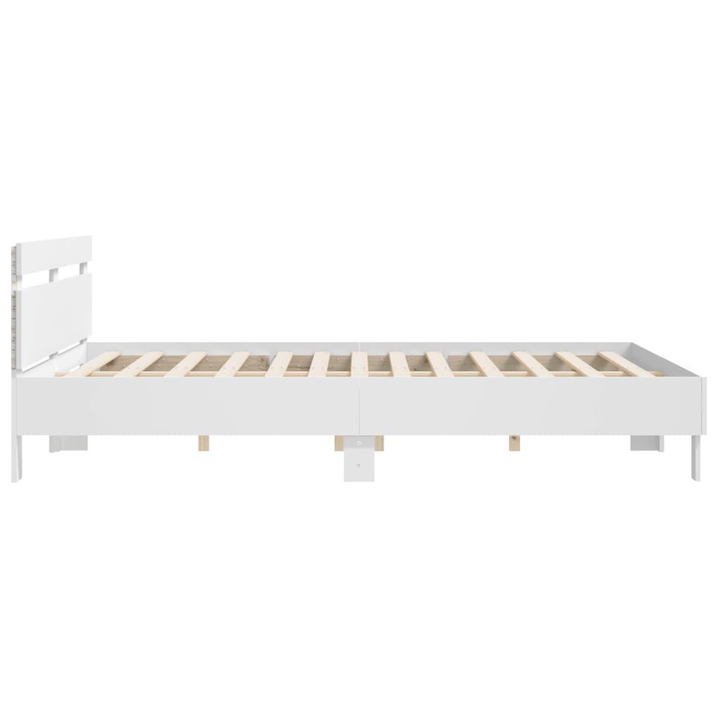 Bed Frame with LED without Mattress White 183x203 cm King