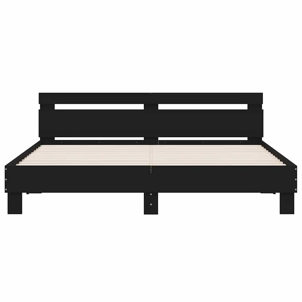 Bed Frame with LED without Mattress Black 183x203 cm King