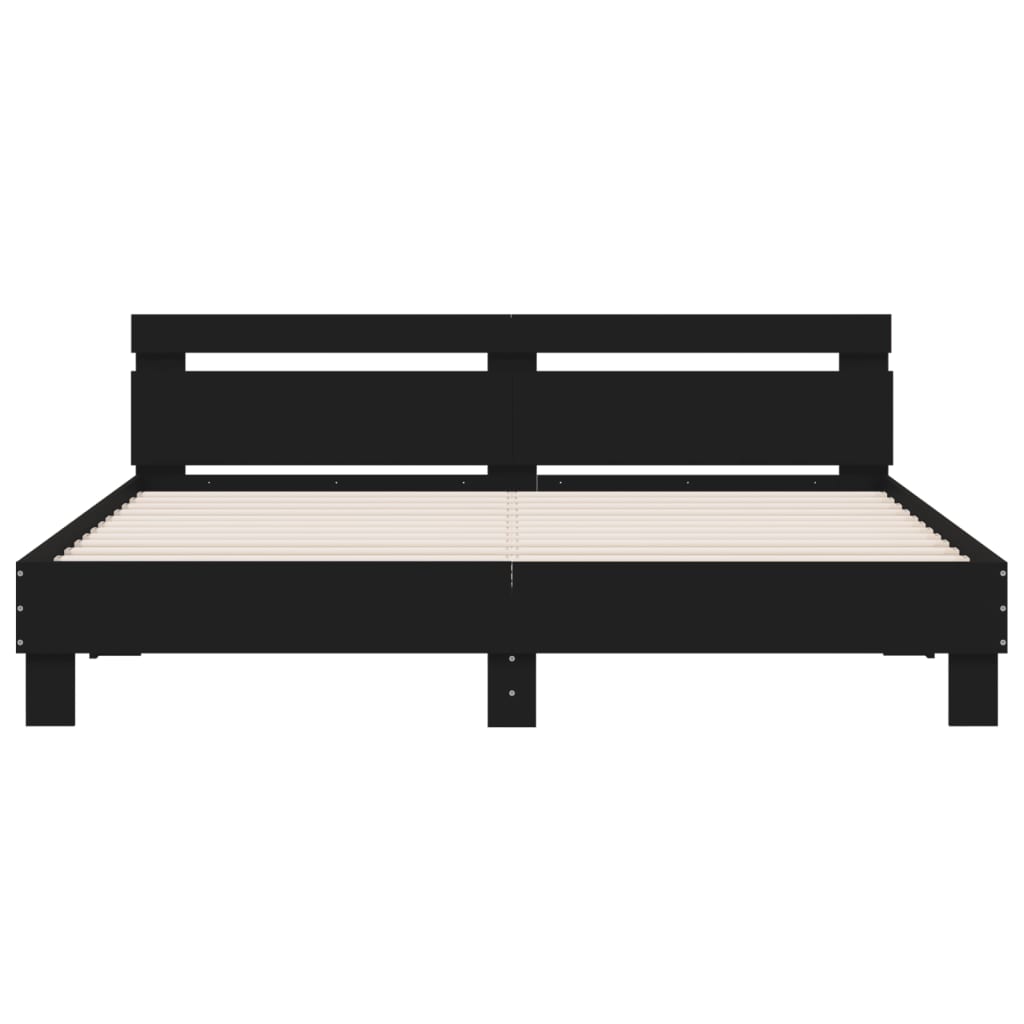 Bed Frame with LED without Mattress Black 183x203 cm King