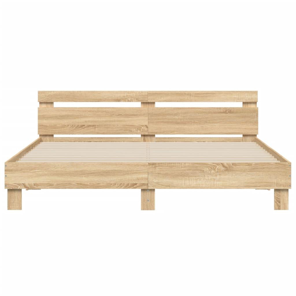 Bed Frame with LED without Mattress Sonoma Oak 183x203 cm King