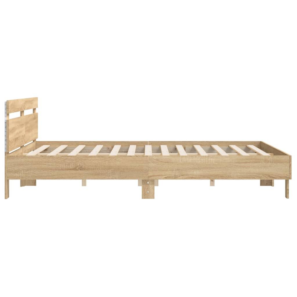 Bed Frame with LED without Mattress Sonoma Oak 183x203 cm King