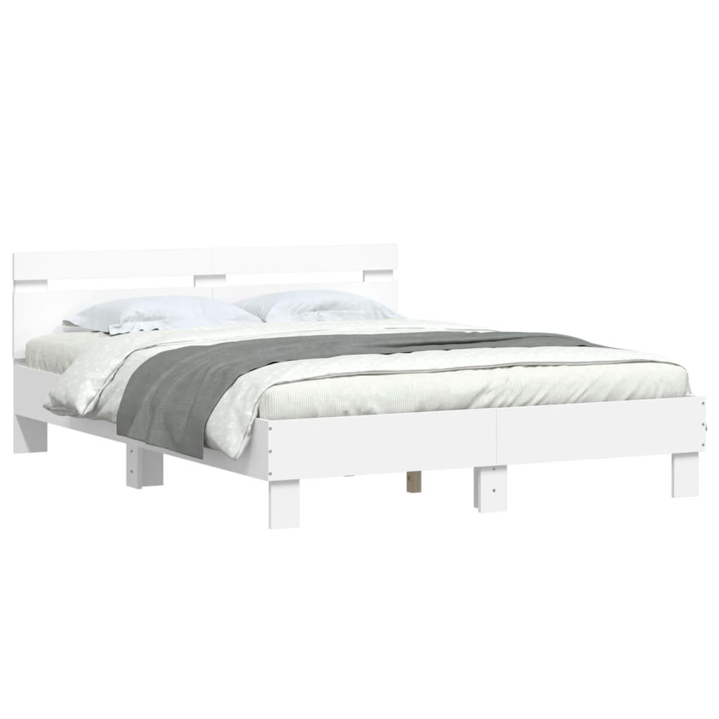 Bed Frame with LED without Mattress White 150x200 cm