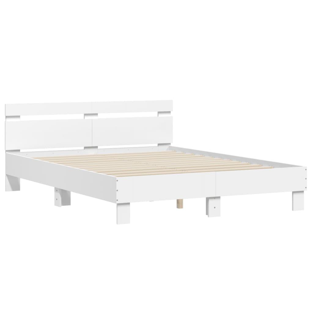 Bed Frame with LED without Mattress White 150x200 cm