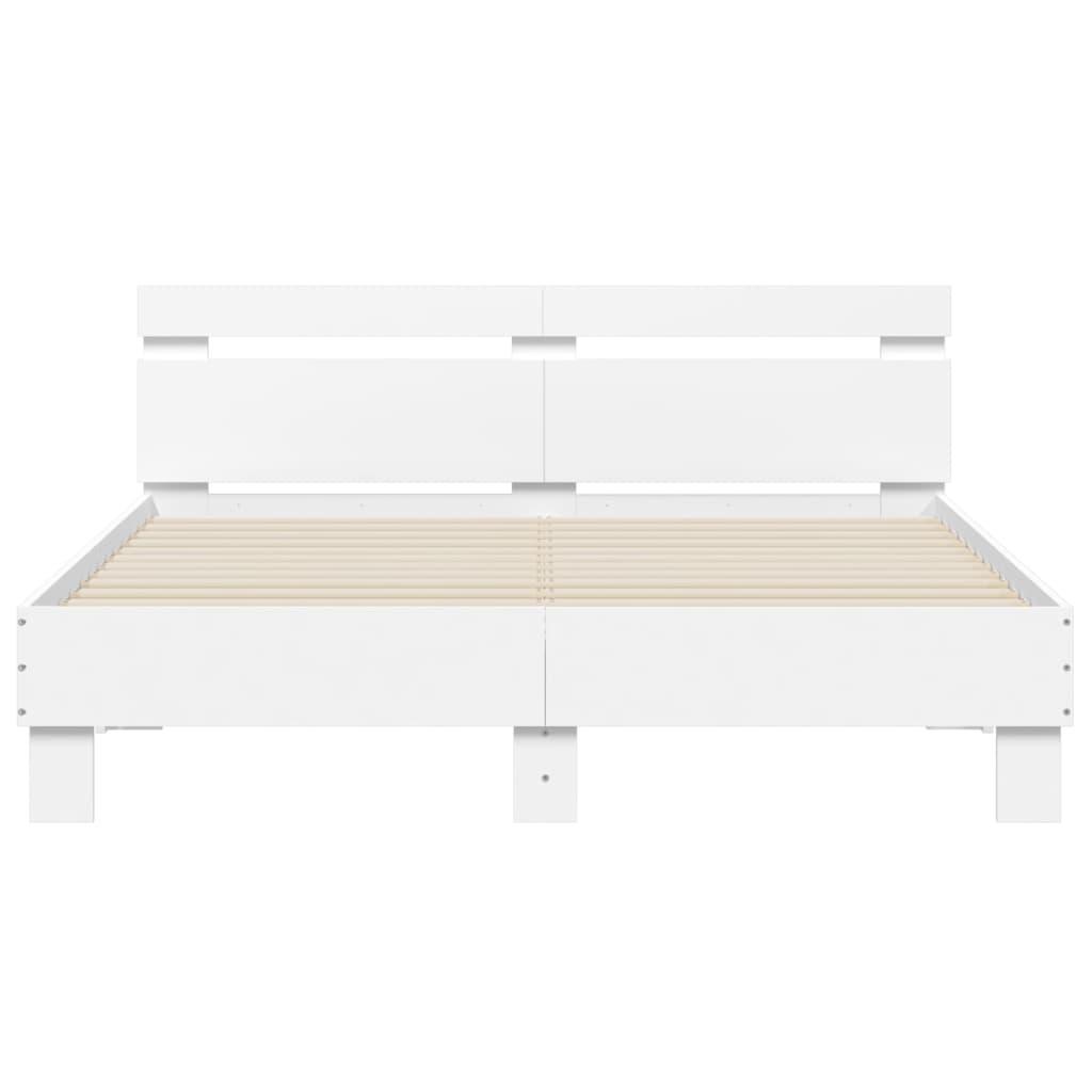 Bed Frame with LED without Mattress White 150x200 cm