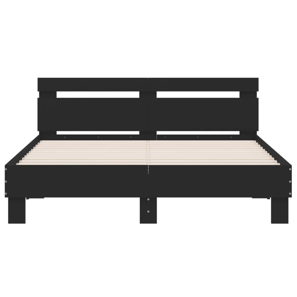 Bed Frame with LED without Mattress Black 150x200 cm