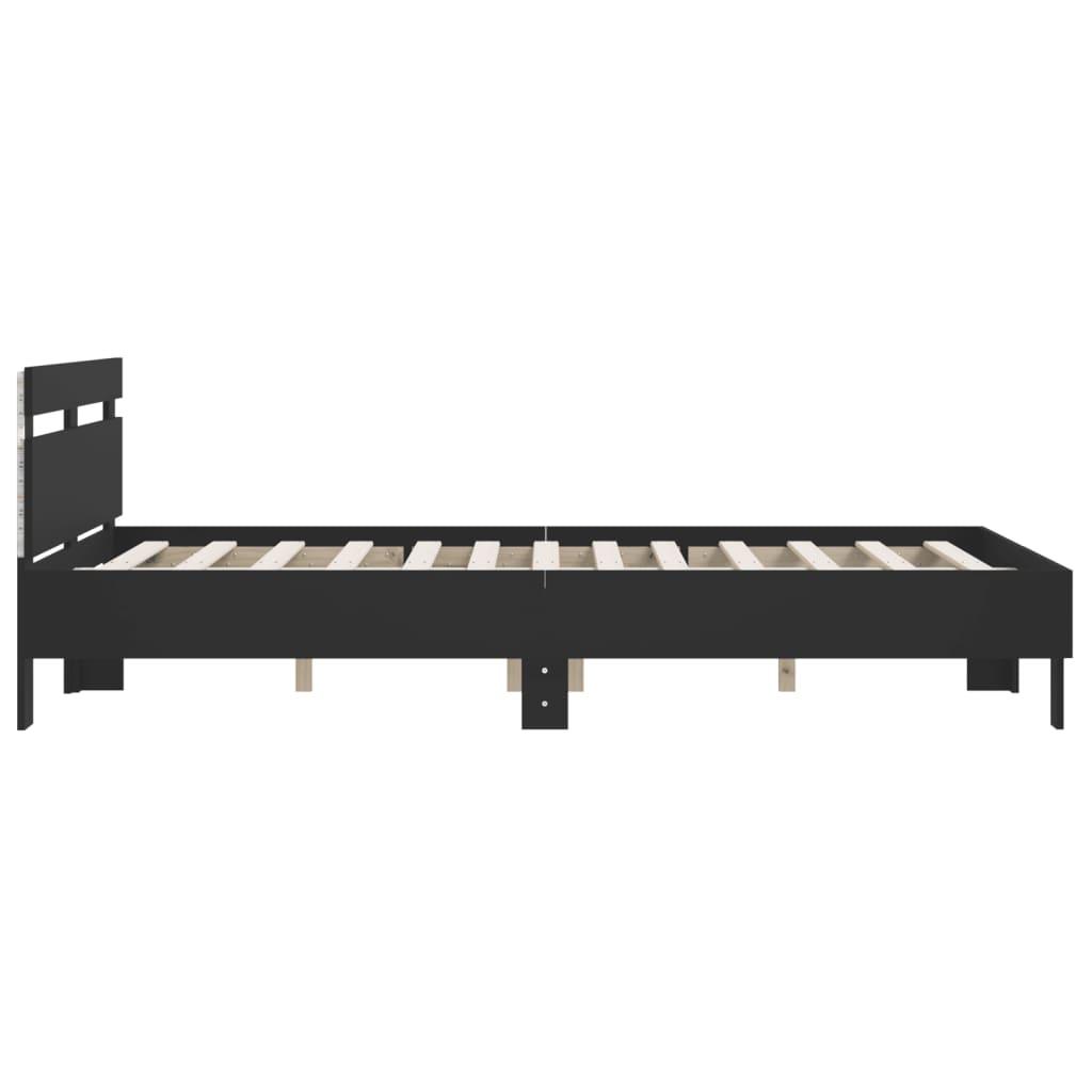 Bed Frame with LED without Mattress Black 150x200 cm