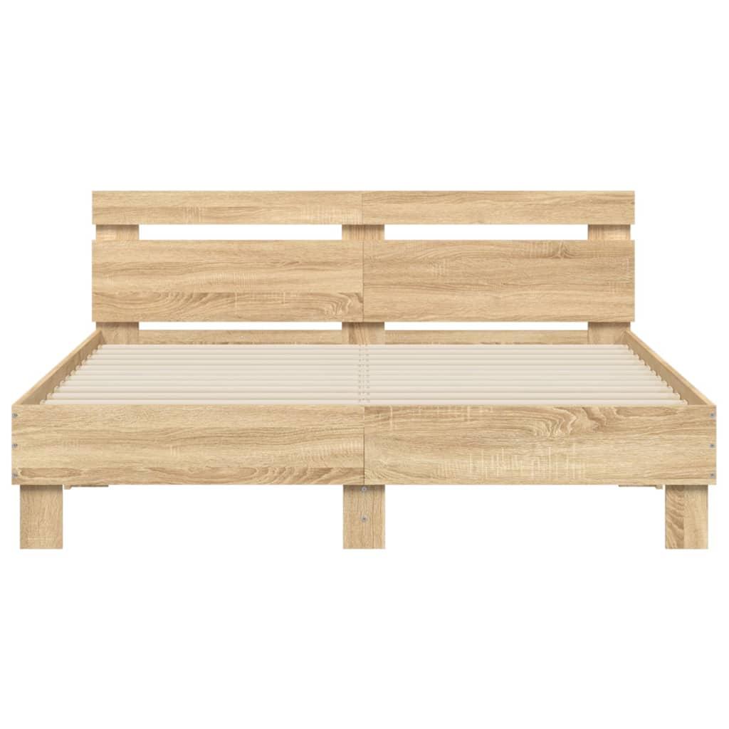 Bed Frame with LED without Mattress Sonoma Oak 150x200 cm